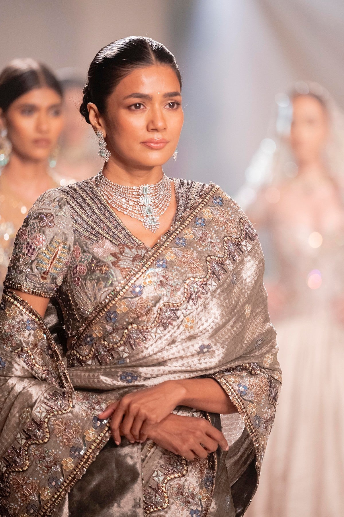 Festivea - silver Banarasi tissue brocade saree