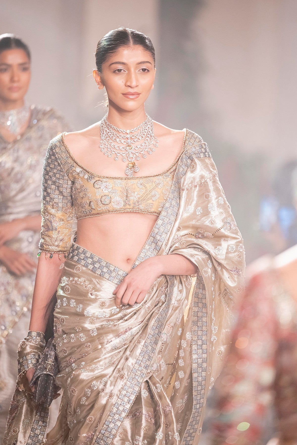 Glowfern - light gold Banarasi Tissue Brocade & tissue saree