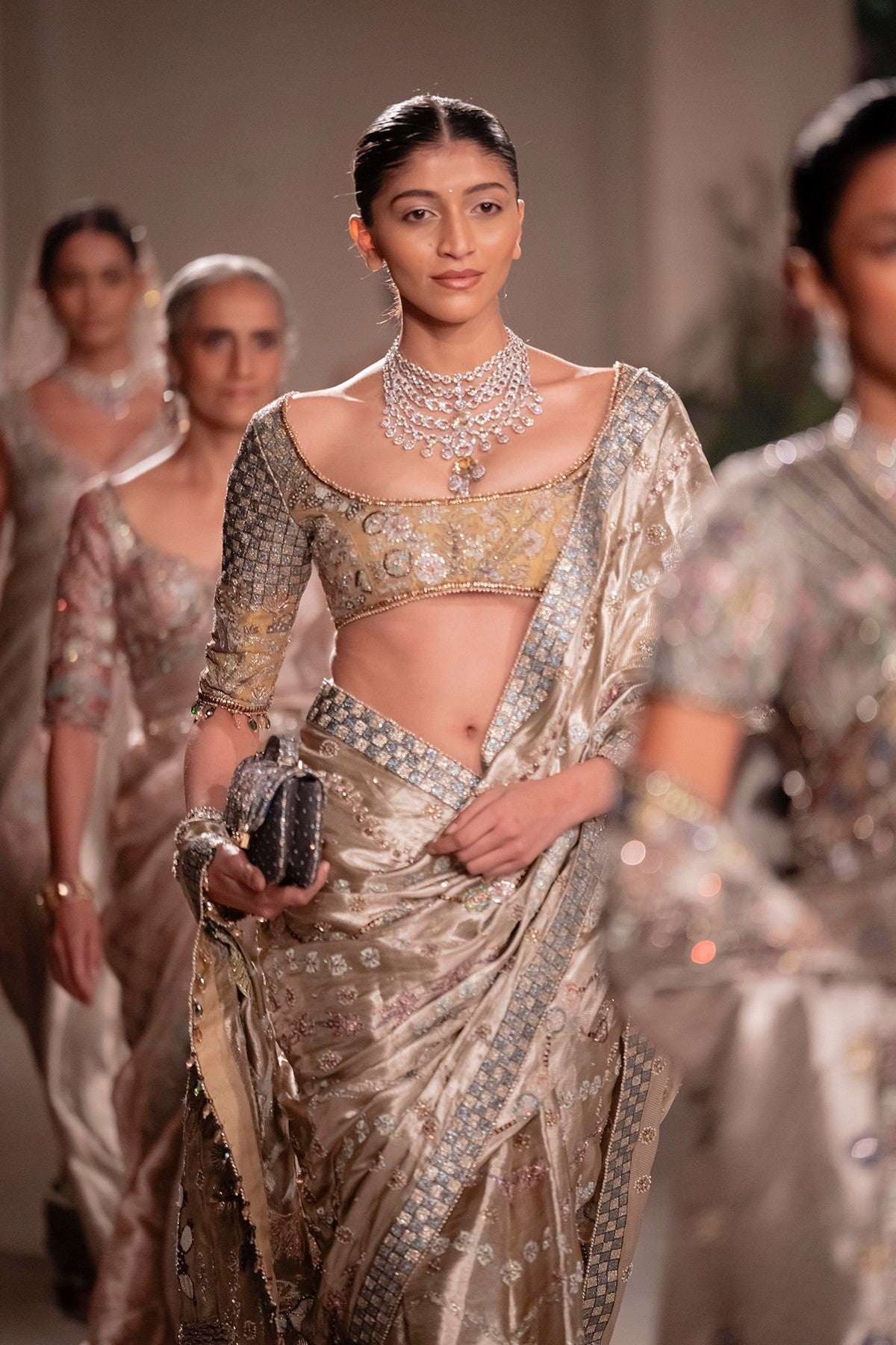Glowfern - light gold Banarasi Tissue Brocade & tissue saree