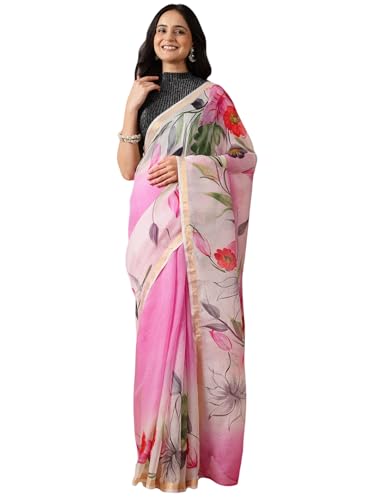 navyasa pink liva kota doria floral print saree