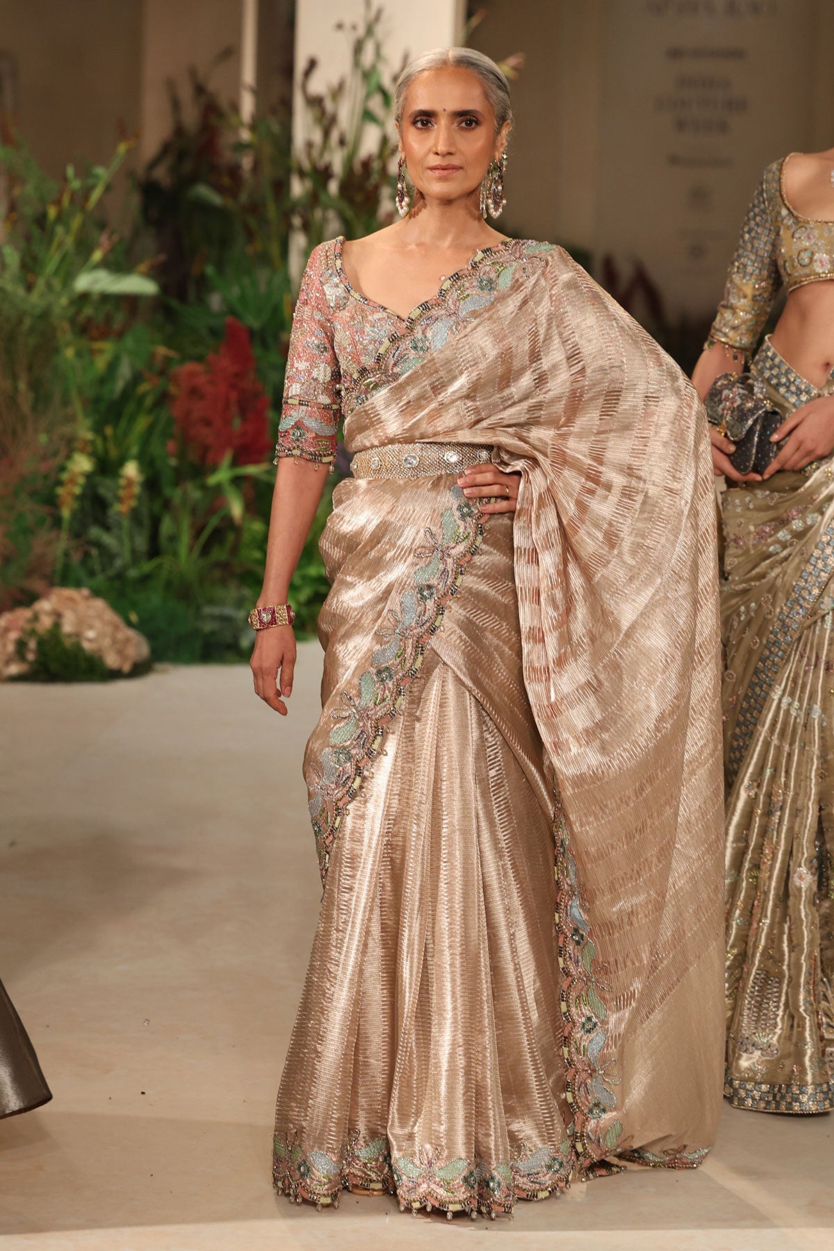 Joybloom - champage pink Banarasi tissue brocade & tissue saree