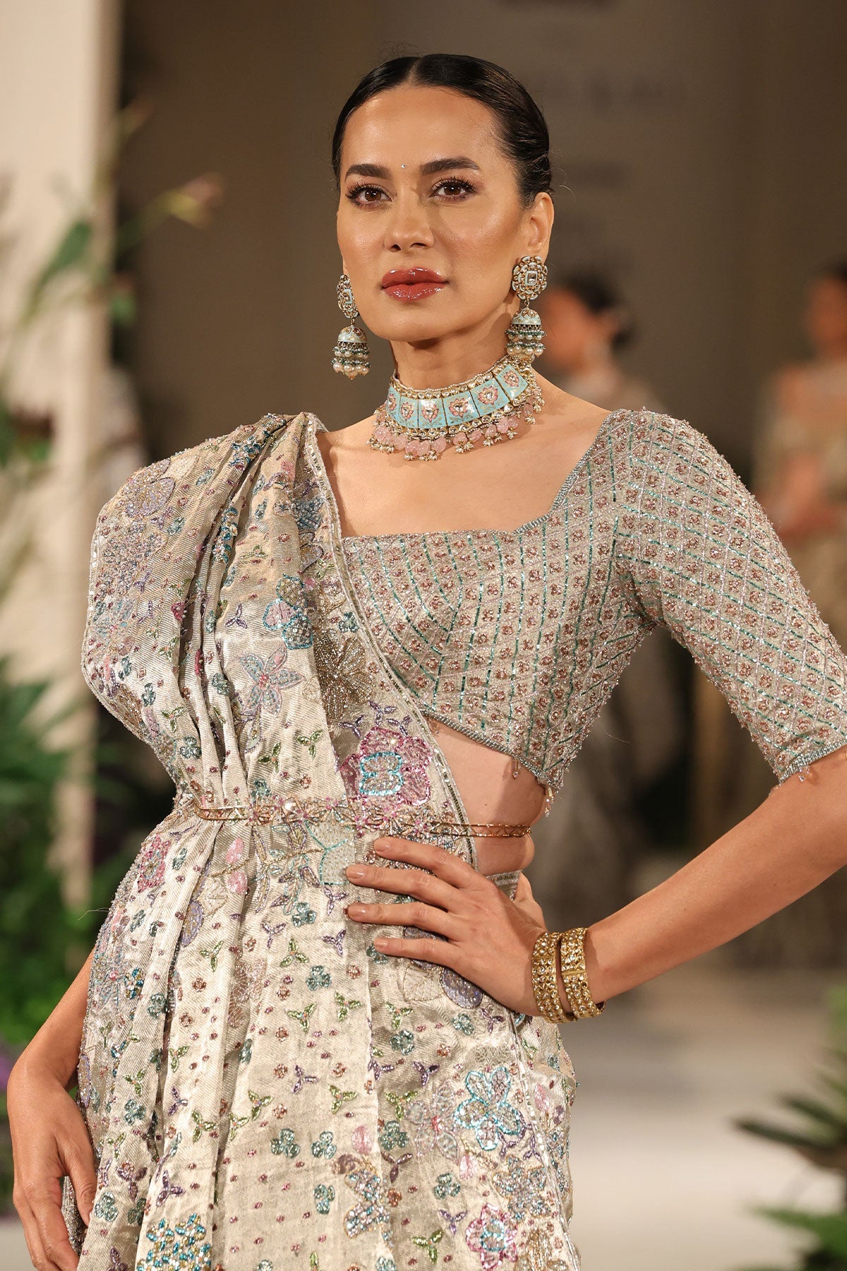 Lavendust - silver banarasi tissue brocade saree
