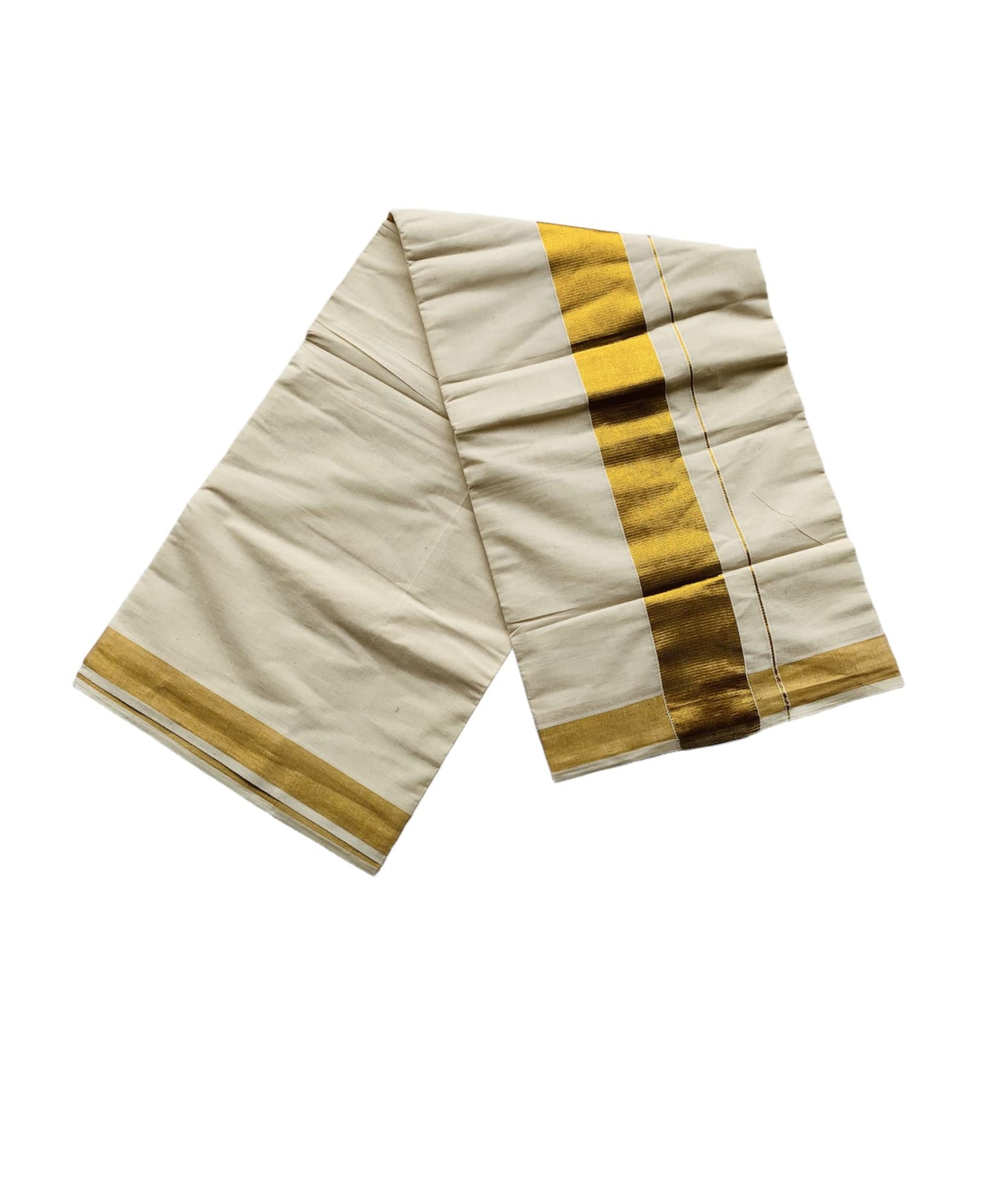 ALLUVY Womens Kuthampully Kerala Kasavu Cotton Saree | Traditional South Indian Kerala Onam Saree - Ekm-515, White Golden