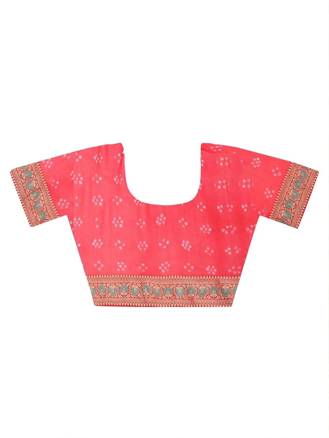 Dress & Dazzle Women’s Royal Red Khaddi Georgette Bandhej Saree with Banarasi Weave & Meena Stone Work Border for Wedding, Party & Cultural Celebrations