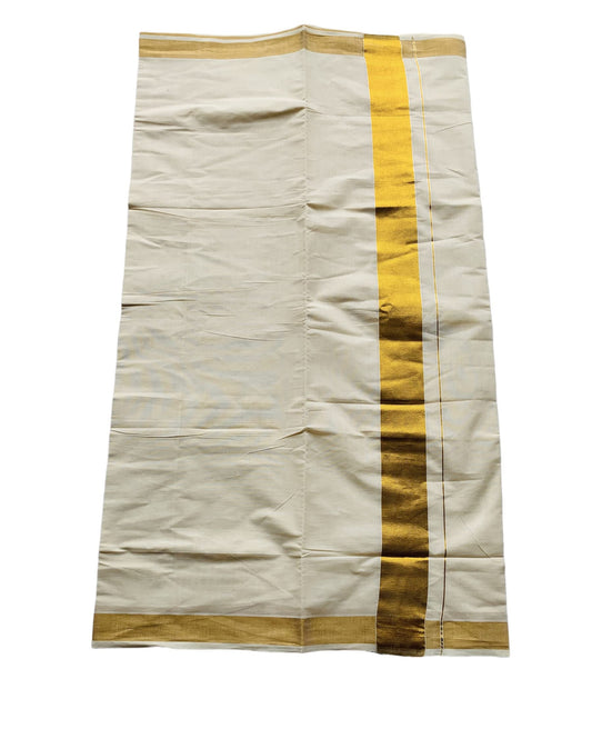 ALLUVY Womens Kuthampully Kerala Kasavu Cotton Saree | Traditional South Indian Kerala Onam Saree - Ekm-515, White Golden