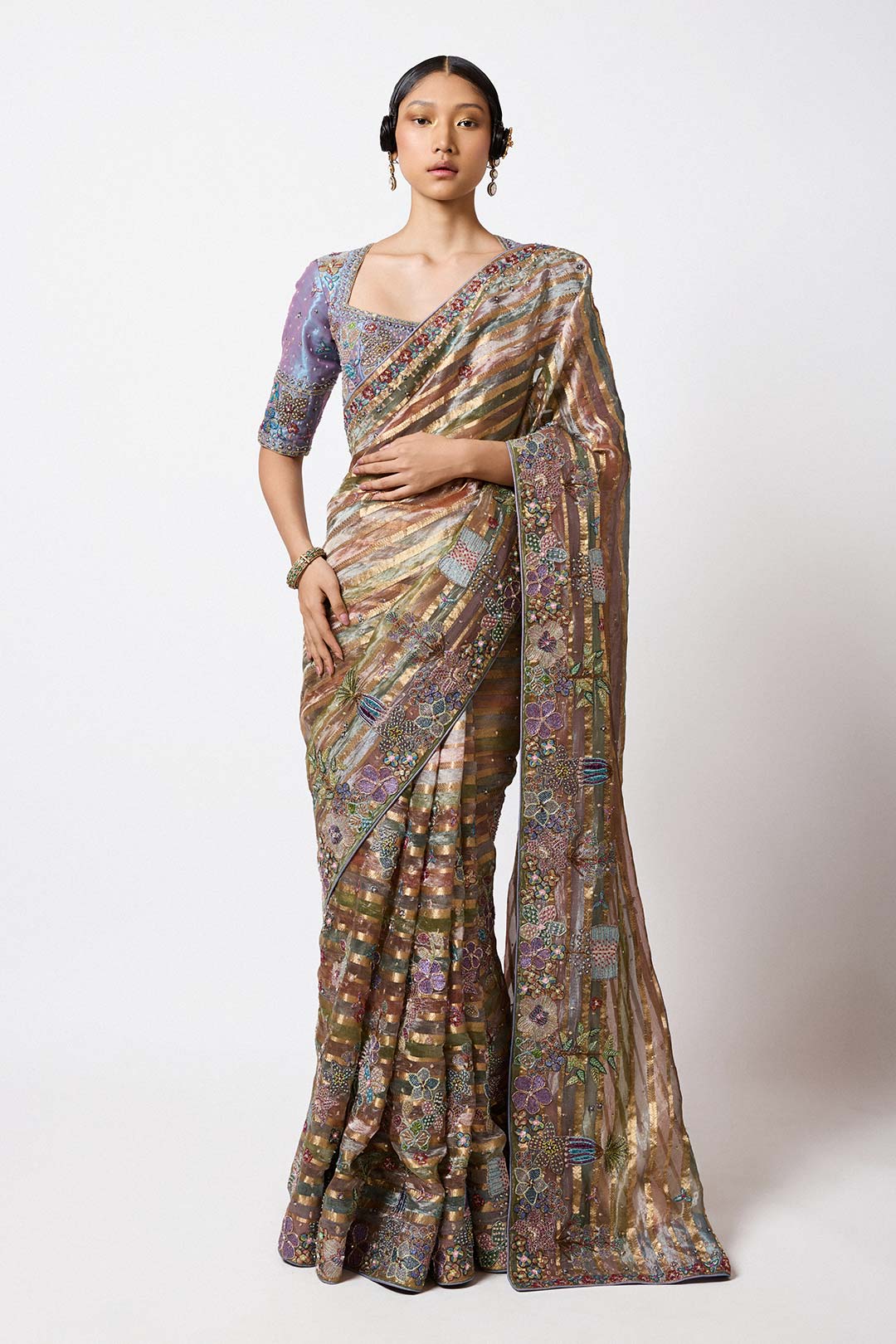 Lunerie - Multicolour Banarasi Tissue Brocade Saree