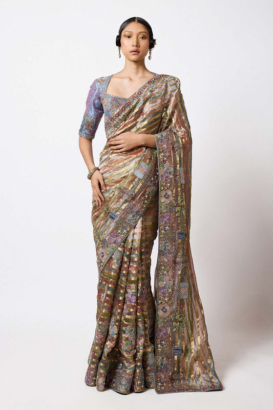Lunerie - Multicolour Banarasi Tissue Brocade Saree
