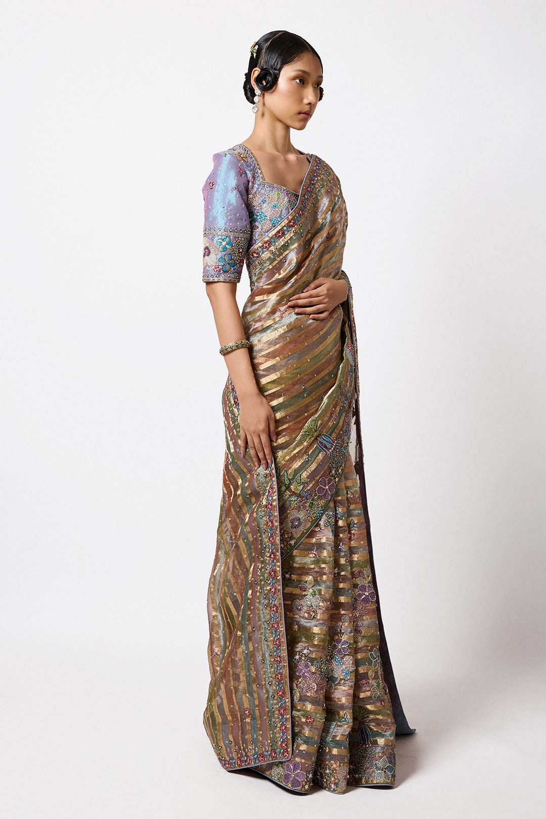 Lunerie - Multicolour Banarasi Tissue Brocade Saree