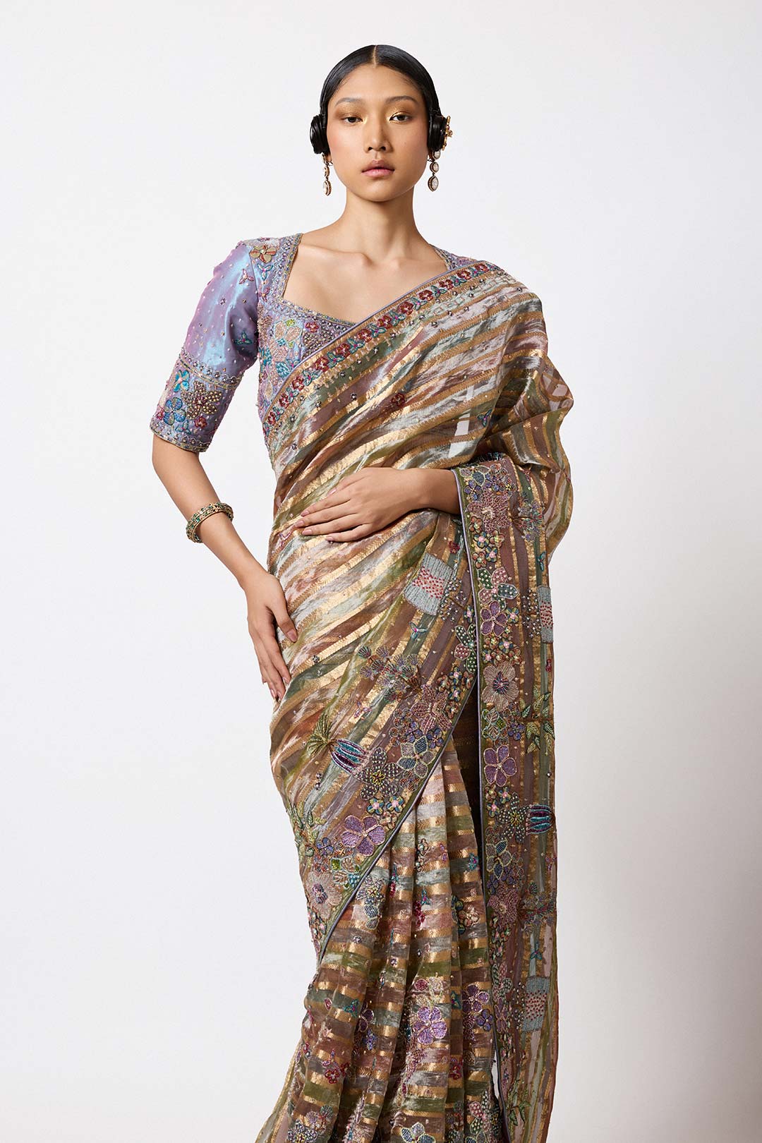 Lunerie - Multicolour Banarasi Tissue Brocade Saree