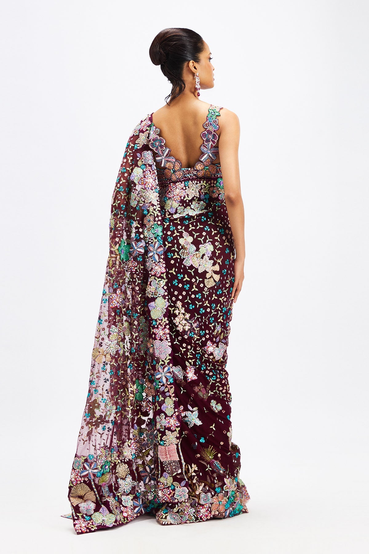 Sharvari In Noira - Plum Tulle Saree