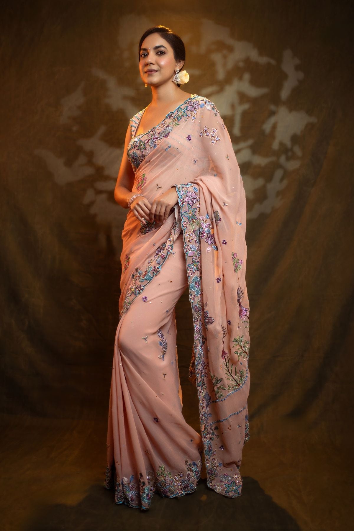Édelise - Melon Georgette Saree