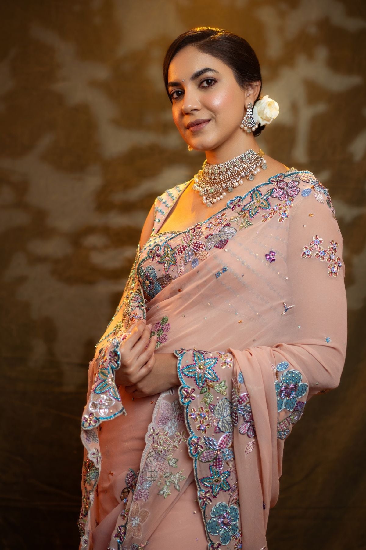 Édelise - Melon Georgette Saree