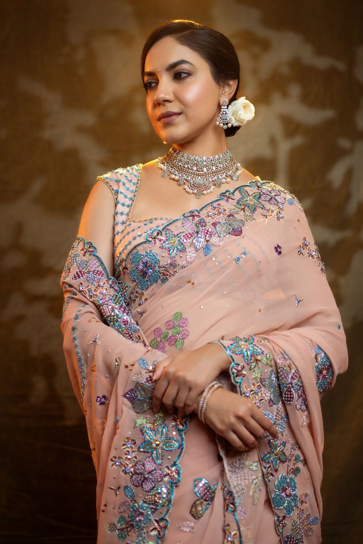 Édelise - Melon Georgette Saree